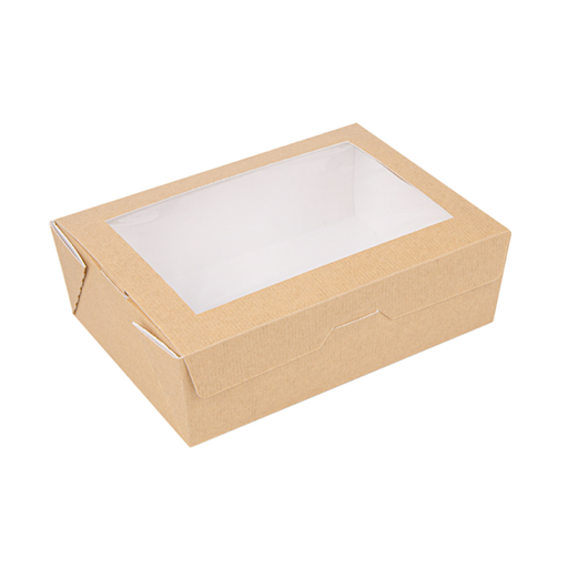 [253.62] CAJAS CON VENTANA 'THEPACK' 1000 ML 220 G/M2 + OPP 12x17x5,5 CM NATURAL CARTÓN ONDULADO NANO-MICRO (200 UNID.)