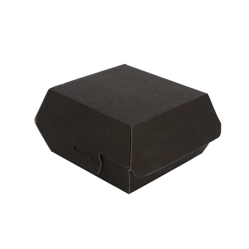 [234.08] Conchas Hamburguesa 'Thepack' 230 G/M2 13X12,5X6,2 Cm (S) Negro Cartón Ondulado Nano-Micro (450 Unid.)