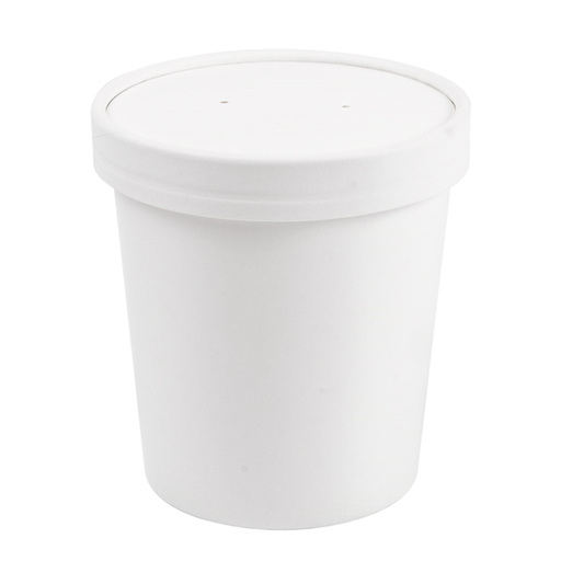 [226.40] TARRINAS + TAPAS 480 ML - 16 oz 320 + 18 PE G/M2 Ø9,7/7,5x10 CM BLANCO CARTÓN (250 UNID.)
