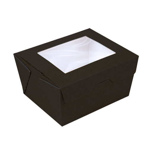 [256.37] Cajas Con Ventana 'Thepack' 780 Ml 230 G/M2 + Opp 11,2X9X6,4 Cm Negro Cartón Ondulado Nano-Micro (300 Unid.)