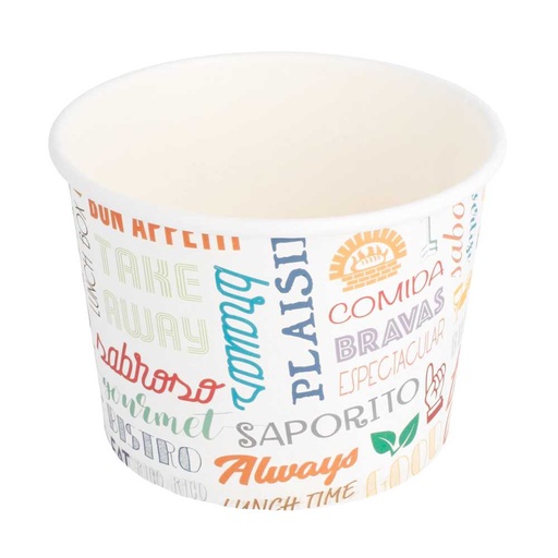 [224.03] TARRINAS 'PAROLE' 500 ML 280 + 18 PE G/M2 Ø11x8,2 CM BLANCO CARTONCILLO (500 UNID.)