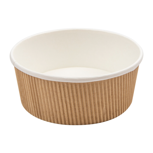 [228.34] TARRINAS DOBLE PARED, ONDULADO 780 ML - 26 oz 280 + 250 + 18PE G/M2 Ø15/12,8x6 CM MARRÓN CARTÓN (250 UNID.)