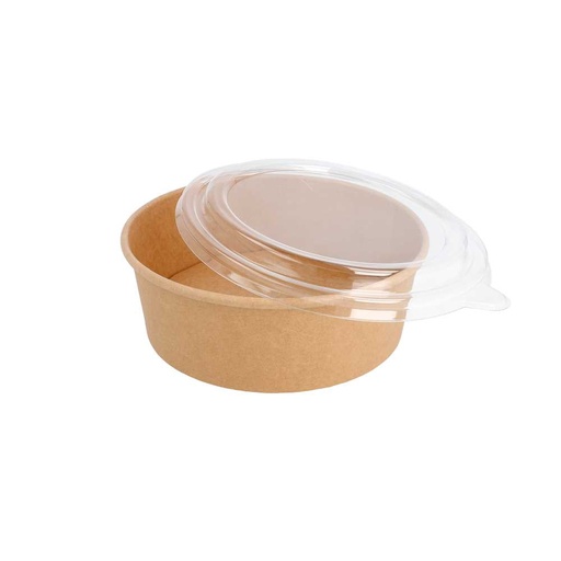 [224.48] Combo Ensaladeras + Tapas Pet 1300 Ml - 43,3 Oz 320 + 18 Pe G/M2 Ø 18,4/16X6,6 Cm Natural Kraft (200 Unid.)