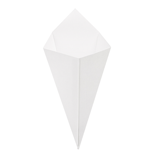 [251.81] CUCURUCHOS FRITAS 'THEPACK' 100 G 230 G/M2 12,8x21,7 CM BLANCO CARTÓN ONDULADO NANO-MICRO (1600 UNID.)