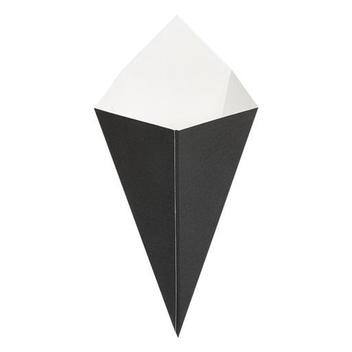 [252.22] CUCURUCHOS FRITAS 'THEPACK' 100 G 230 G/M2 12,8x21,7 CM NEGRO CARTÓN ONDULADO NANO-MICRO (1600 UNID.)