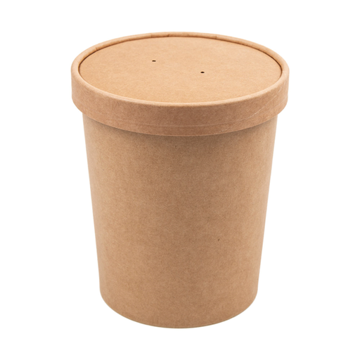[226.50] TARRINAS + TAPAS 960 ML - 32 oz 330 + 18 PE G/M2 Ø11,7/9x13,5 CM NATURAL KRAFT (250 UNID.)