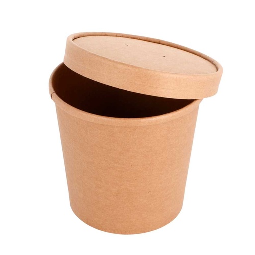 [212.61] TARRINAS + TAPAS 780 ML - 26 oz 330 + 18 PE G/M2 Ø11,6/9,3x11 CM NATURAL KRAFT (250 UNID.)