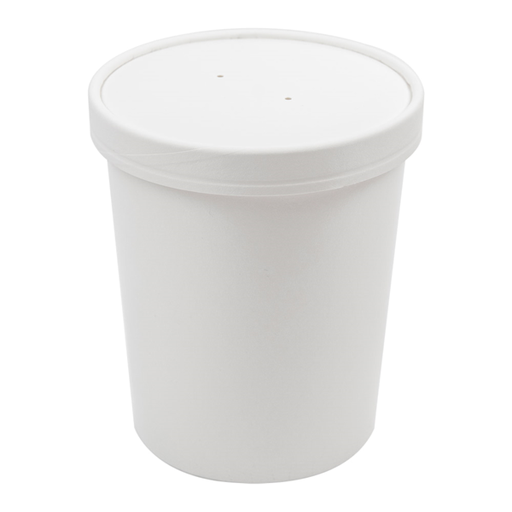 [226.48] TARRINAS + TAPAS 960 ML - 32 oz 330 + 18 PE G/M2 Ø11,7/9,2x13,5 CM BLANCO CARTÓN (250 UNID.)