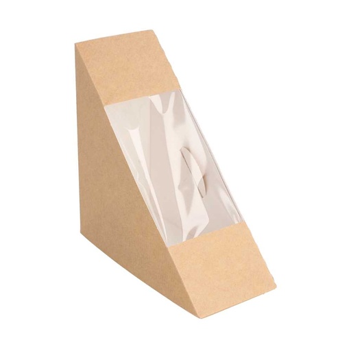 [253.56] CAJAS SÁNDWICHES CON VENTANA - SIMPLE 'THEPACK' 220 G/M2 + OPP 12,4x12,4x5,5 CM NATURAL CARTÓN ONDULADO NANO-MICRO (500 UNID.)