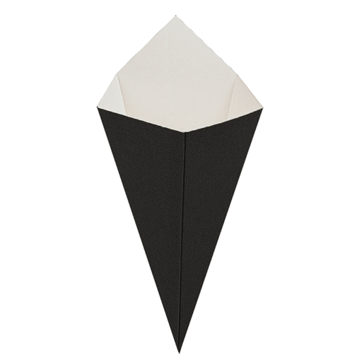 [252.23] CUCURUCHOS FRITAS 'THEPACK' 250 G 230 G/M2 15,7x26,8 CM NEGRO CARTÓN ONDULADO NANO-MICRO (1200 UNID.)