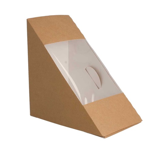 [253.55] CAJAS SÁNDWICHES CON VENTANA - DOBLE 'THEPACK' 220 G/M2 + OPP 12,4x12,4x7,5 CM NATURAL CARTÓN ONDULADO NANO-MICRO (500 UNID.)
