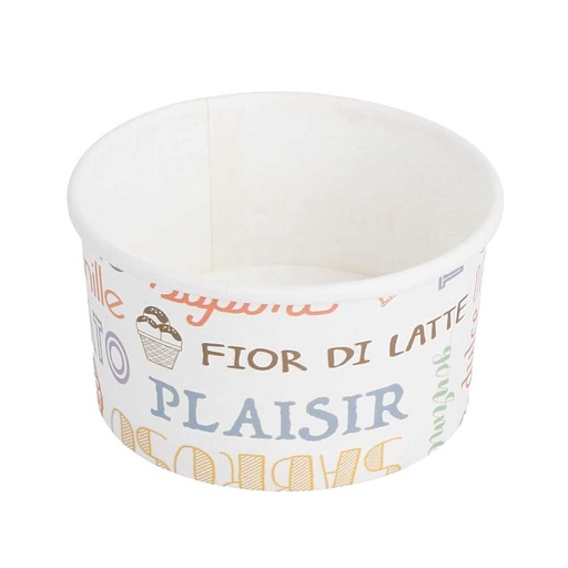 [230.28] TARRINAS HELADOS 'PAROLE' 90 ML 210 + 18 PE G/M2 Ø7,2x4 CM BLANCO CARTONCILLO (2000 UNID.)