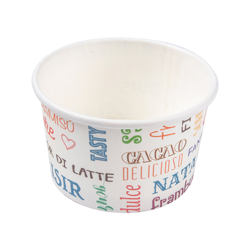 [230.27] TARRINAS HELADOS 'PAROLE' 120 ML 210 + 18 PE G/M2 Ø7,7x4,7 CM BLANCO CARTONCILLO (2000 UNID.)