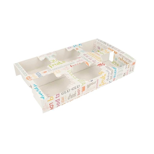 [229.87] Bandejas Transporte 6 Vasos 'Parole' 450 G/M2 27,5X16X4 Cm Blanco Cartoncillo (400 Unid.)