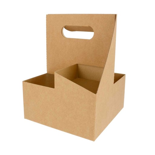 [216.74] PORTAVASOS, 4 VASOS 330 G/M2 18x18x24 CM NATURAL CARTÓN ONDULADO MICROCANAL (200 UNID.)