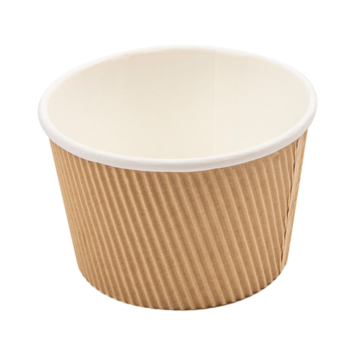 [228.33] TARRINAS DOBLE PARED, ONDULADO 500 ML - 16,6 oz 280 + 250 + 18PE G/M2 Ø11,5/8,8x7,5 CM MARRÓN CARTÓN (500 UNID.)