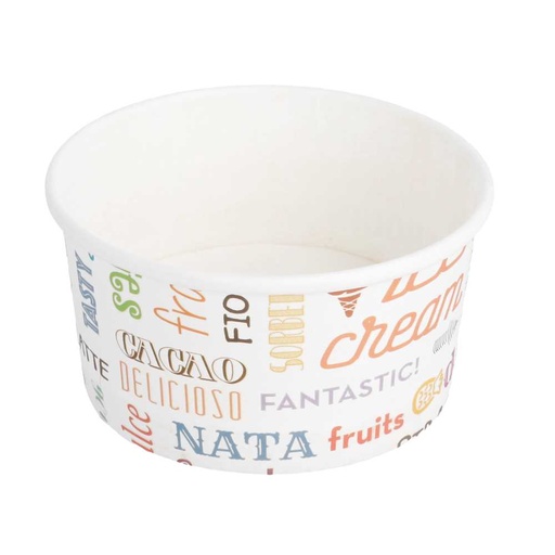 [230.32] TARRINAS HELADOS 'PAROLE' 150 ML 250 + 18 PE G/M2 Ø8,5x4,5 CM BLANCO CARTONCILLO (2000 UNID.)