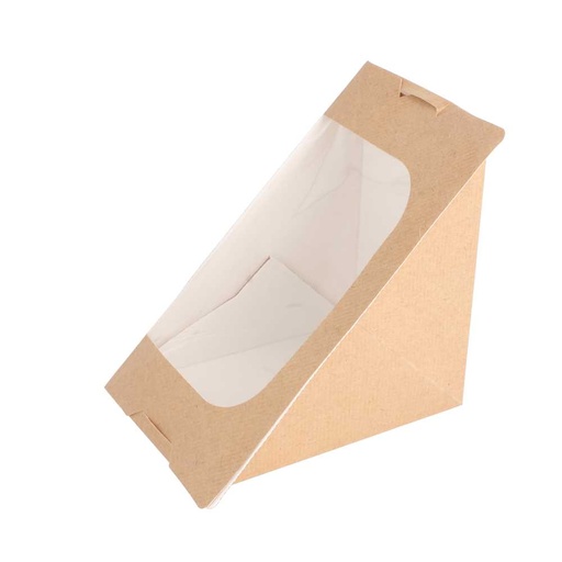 [253.05] Cajas Sándwich Triangular Triple + Ventana Autoadhesivo 'Thepack' 220 G/M2 + Opp 12,4X12,4X8,3 Cm Natural Cartón Ondulado Nano-Micro (500 Unid.)