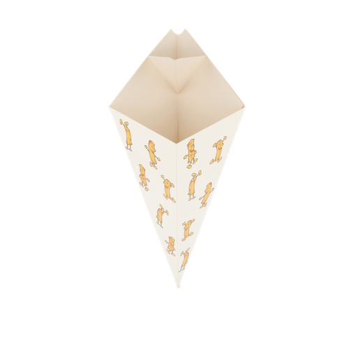 [230.18] CUCURUCHOS CON PESTAÑA 'THEPACK CHIPS' 250 G 230 G/M2 16,5x27 CM BLANCO CARTÓN ONDULADO NANO-MICRO (1200 UNID.)