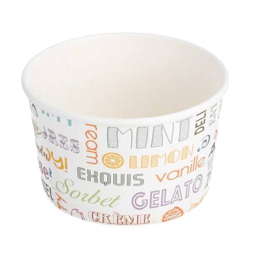 [230.33] TARRINAS HELADOS 'PAROLE' 240 ML 250 + 18 PE G/M2 Ø9,4x5,5 CM BLANCO CARTONCILLO (2000 UNID.)