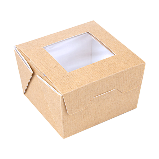 [253.59] CAJAS CON VENTANA 'THEPACK' 300 ML 220 G/M2 + OPP 8x7,5x5,5 CM NATURAL CARTÓN ONDULADO NANO-MICRO (600 UNID.)