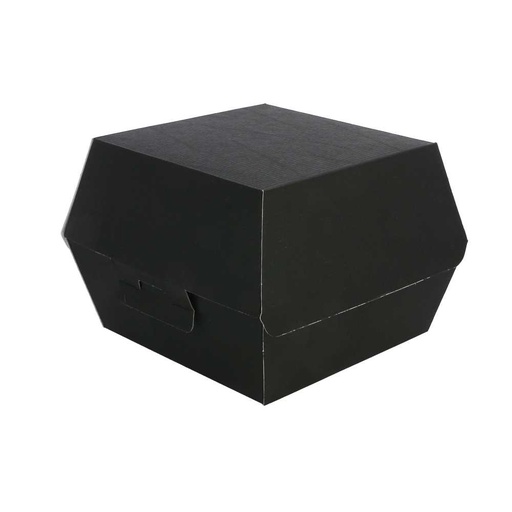 [234.20] CONCHAS HAMBURGUESA 'THEPACK' 230 G/M2 14,4x13,6x9,2 CM (L+) NEGRO CARTÓN ONDULADO NANO-MICRO (500 UNID.)