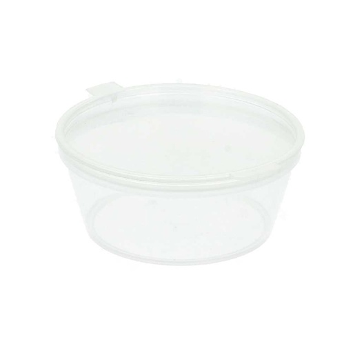[212.20] PEQUEÑAS TARRINAS + TAPA INCORPORADA 60 ML Ø6/4,6x2.5 CM TRANSPARENTE PP (1000 UNID.)