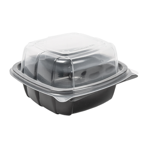 [266.97] Recipientes Con Tapa Bisagra Microondables 468 Ml 15,1X15,7X8,3 Cm Negro Pp (180 Unid.)