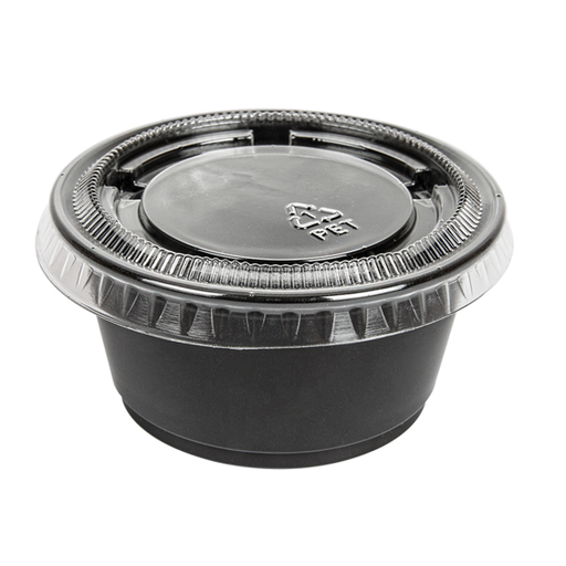 [215.17] 50 Tarrinas Pequeñas + 50 Tapas 60 Ml Ø6,2X3,2 Cm Negro Pp (24 Unid.)