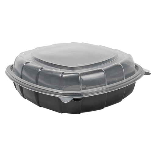 [267.00] Recipientes Con Tapa Bisagra Microondables 1370 Ml 25,1X25,8X7,4 Cm Negro Pp (100 Unid.)