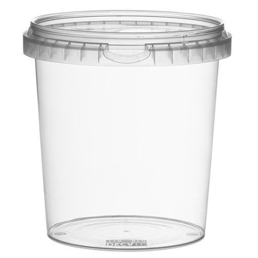 [206.89] RECIPIENTES INVIOLABLES + TAPAS 870 ML Ø 11,8x12,6 CM TRANSPARENTE PP (200 UNID.)