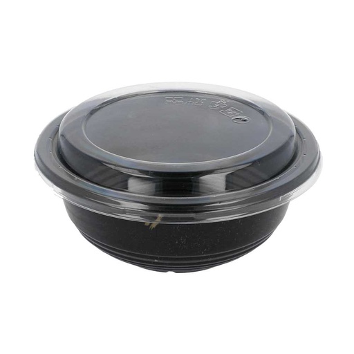 [195.40] Boles + Tapas 450 Ml Ø 15X6 Cm Negro Pp (600 Unid.)