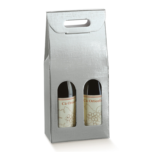 [804.36] 30 U. CAJAS 2 BOTELLAS 18x9x38,5 CM PLATEADO CARTÓN (1 UNID.)