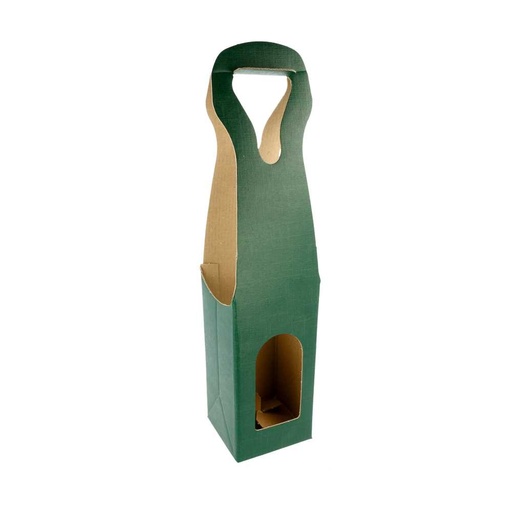 [149.36] 100 U. CAJAS 1 BOTELLA 9x9x41 CM VERDE CARTÓN (100 UNID.)