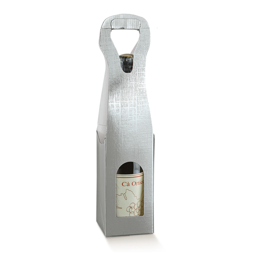 [804.37] 100 U. CAJAS 1 BOTELLA 9x9x41 CM PLATEADO CARTÓN (1 UNID.)
