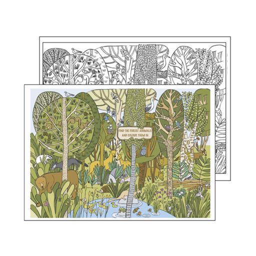 [221.74] MANTELINES COLOREAR "FOREST ANIMALS" 100 G/M2 31x43 CM CUATRICROMÍA CELULOSA (1000 UNID.)