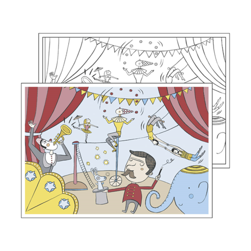 [221.72] MANTELINES COLOREAR "CIRCUS" 100 G/M2 31x43 CM CUATRICROMÍA CELULOSA (1000 UNID.)