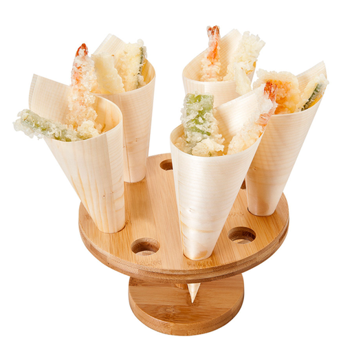 [156.56] EXPOSITOR 10 CONOS Ø 18x9 CM NATURAL BAMBÚ (1 UNID.)