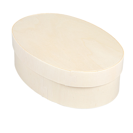 [266.08] MINI CAJA OVAL CON TAPA 16x10,5x5 CM NATURAL MADERA (20 UNID.)