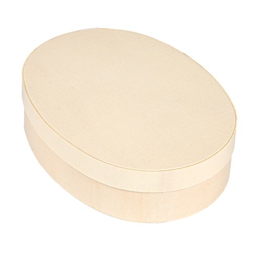 [266.09] MINI CAJA OVAL CON TAPA 19,5x14,5x5 CM NATURAL MADERA (20 UNID.)