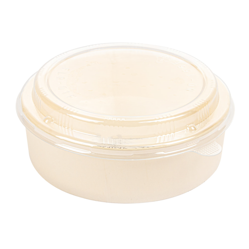 [254.93] COMBO RECIPIENTES + TAPAS PET Ø15,5x4,5 CM NATURAL MADERA (100 UNID.)