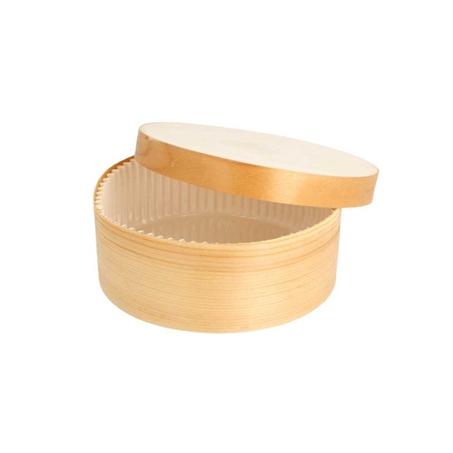 [183.01] Mini Cajitas Cilíndricas + Tapa Y Cápsula Ø 13X5 Cm Natural Madera (100 Unid.)