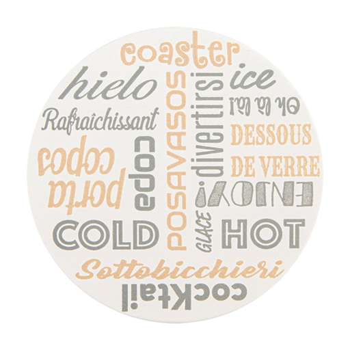 [229.06] POSAVASOS 'PAROLE' 210 G/M2 Ø 9 CM BLANCO CARTONCILLO (6000 UNID.)