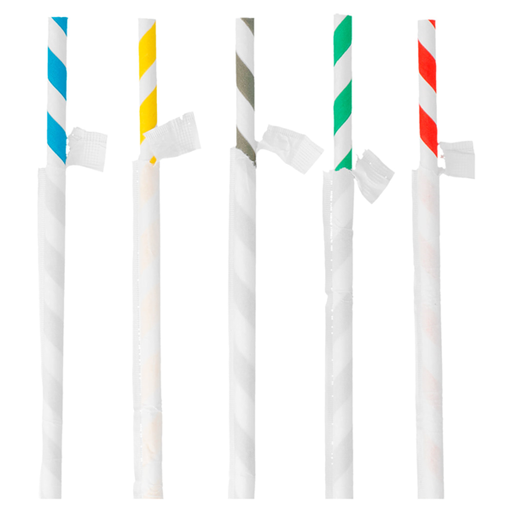 [180.91] PAJITAS A RAYAS ENFUNDADAS 'PAPER' Ø0,60x20 CM SURTIDO PAPEL (3000 UNID.)