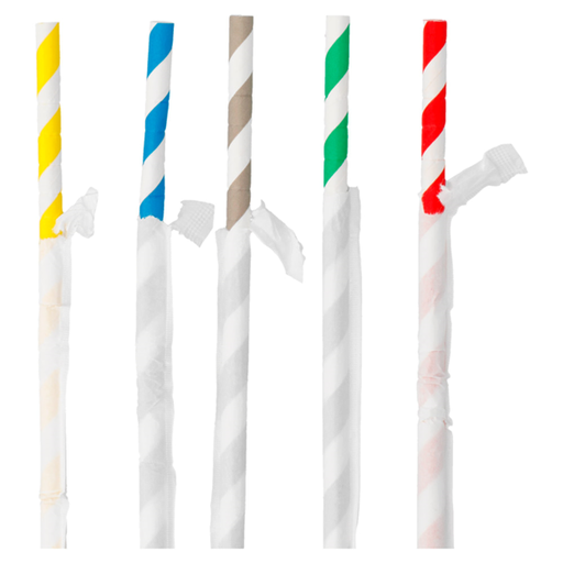 [212.52] PAJITAS FLEXIBLES A RAYAS ENFUNDADAS 'PAPER' Ø0,60x23 CM SURTIDO PAPEL (3000 UNID.)