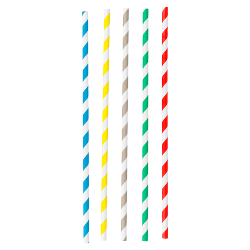 [212.51] Pajitas Flexibles A Rayas 'Paper' Ø0,60X23 Cm Surtido Papel (3000 Unid.)