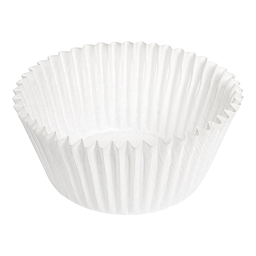 [184.83] CÁPSULAS 'PETITS FOURS' 50 G/M2 Ø 2,4x2 CM BLANCO PERG. ANTIGRASAS (500 UNID.)