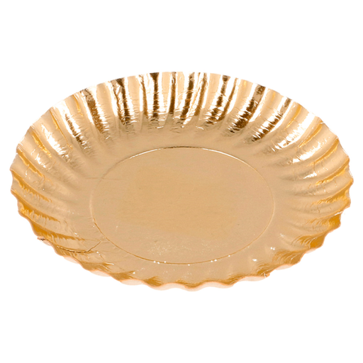 [147.24] Mini Bandejas 400 G/M2 Ø 9 Cm Dorado Cartón (100 Unid.)