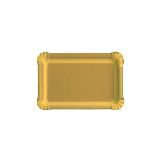[184.76] Bandejas Rectangulares 550 G/M2 10X16 Cm Oro Cartón (50 Unid.)