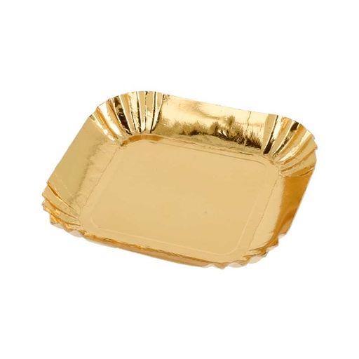 [185.13] Mini Bandejas 325 G/M2 6,5X6,5 Cm Oro Cartón (100 Unid.)